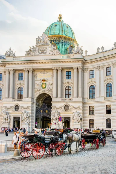 Carrozza trainata da cavalli al palazzo imperiale Hofburg di Vienna — Foto Stock