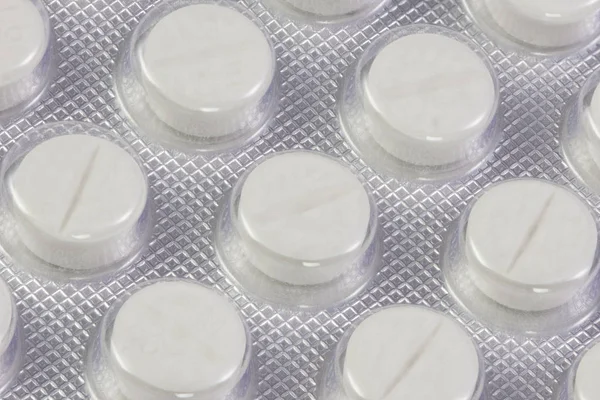 Blister pack with white tablets — Stock Photo, Image