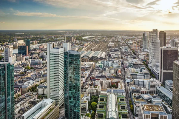 Aerial view over the city of Frankfurt — Stock Photo, Image