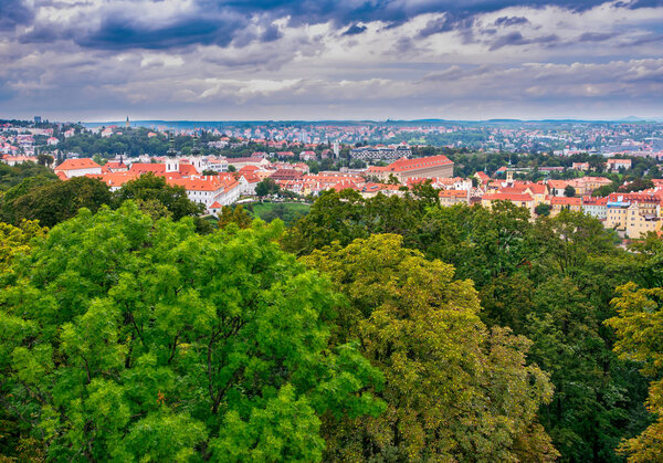 Aerial view over the city of Prague (Czech Republic)