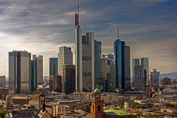 Skyline Van Frankfurt Duitsland Met Wolkenkrabbers — Stockfoto