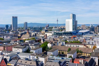 Frankfurt üzerinde hava manzarası (Almanya)