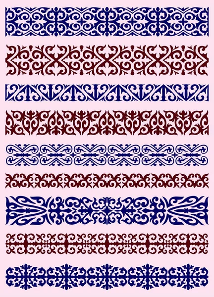 Kazakh ornaments in the form of strips — Stock Vector