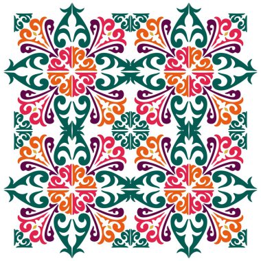 Tek tek öğeleri üzerinden güzel Doğu kare çok renkli süsleme