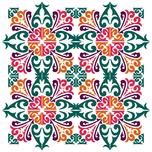 Bel Ornement Multicolore Carré Oriental Partir Éléments Individuels — Image vectorielle