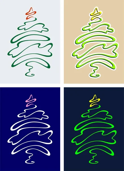 Arbre Noël Avec Une Étoile Forme Ruban — Image vectorielle