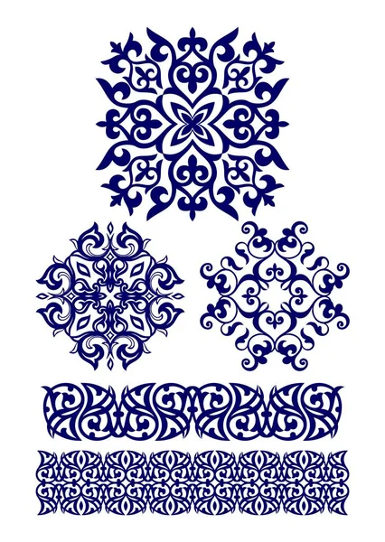 Kazachské Ornamenty Kosočtverec Kosočtverec Rám — Stockový vektor