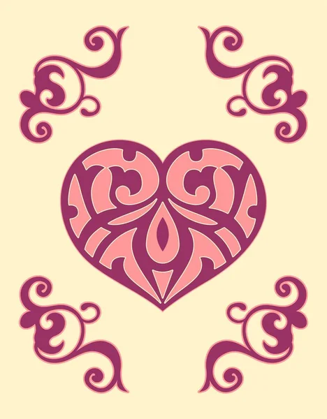 Карточка Сердцем Орнаментами — стоковый вектор