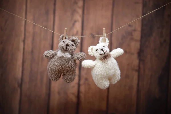 Two knitted bears