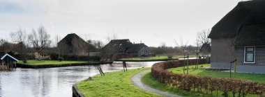 Görünüm Köyü Dwarsgracht, Giethoorn, Hollanda