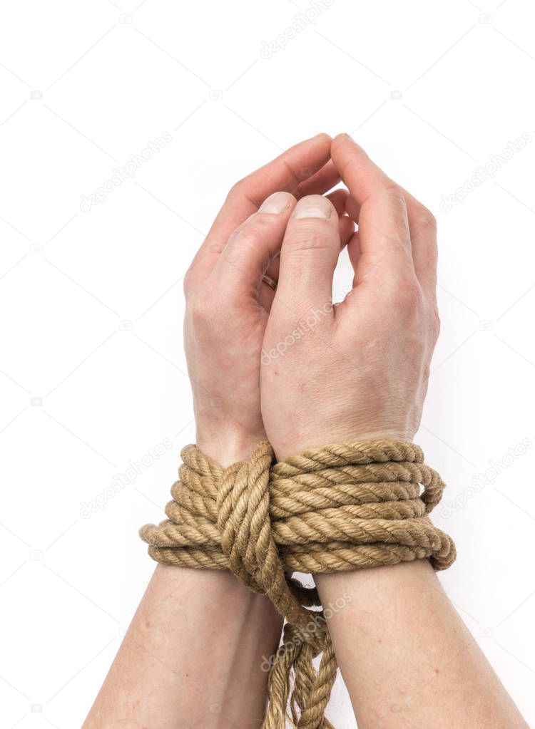 tied hands isolated