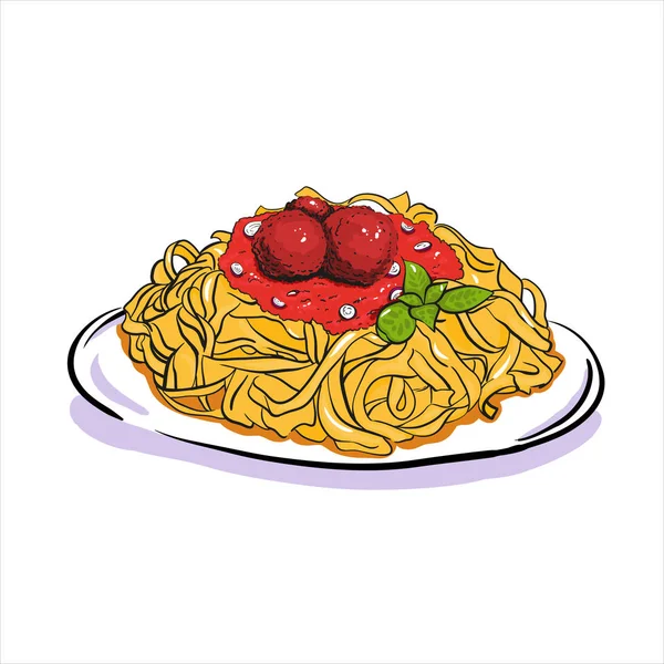 Spaghetti met gehaktballen — Stockvector