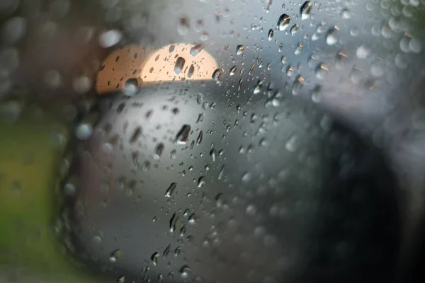 Ploaie Spatele Ferestrei Picături Ploaie Sticlă Maşini Drum Ploaie Grea — Fotografie, imagine de stoc