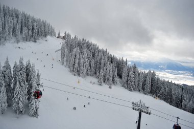 Kışın, Poiana Brasov pistlerinin Üstten Görünüm