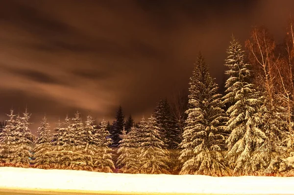 Paisaje vista noche de invierno en Poiana Brasov — Foto de Stock