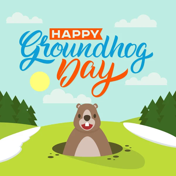Happy Groundhog Day — Stock Vector