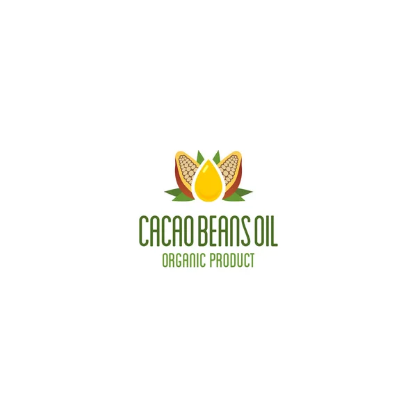 Logo olio di cacao. emblema vettoriale del prodotto biologico . — Vettoriale Stock
