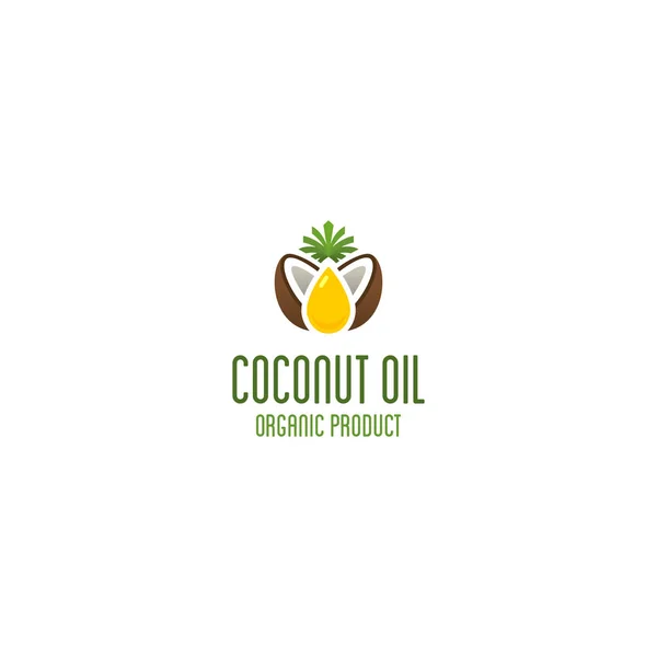 Kokosový olej logo. Organický produkt vektor znak. — Stockový vektor