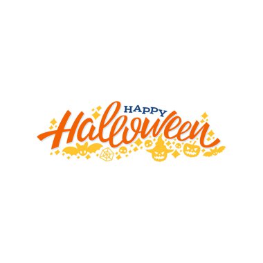 Tasarım yazı mutlu Cadılar Bayramı. Tebrik vektör çizim.