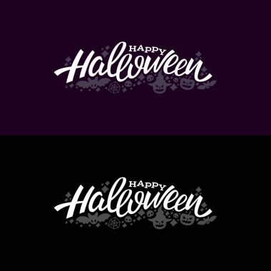 Mutlu Cadılar Bayramı logosu. yazı logo tasarım. Tebrik vektör çizim.