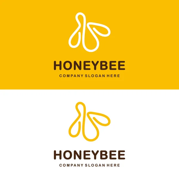 Bee logo. Honeybee logotype template. Continuous line logo. Simple vector design. — Stock Vector