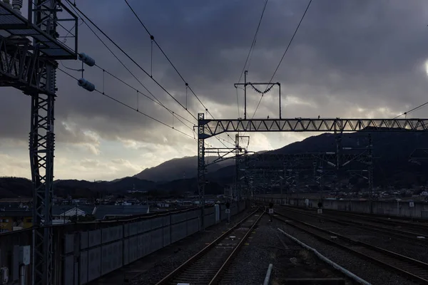 Japanese train station on a cloudy evening — Stockfoto