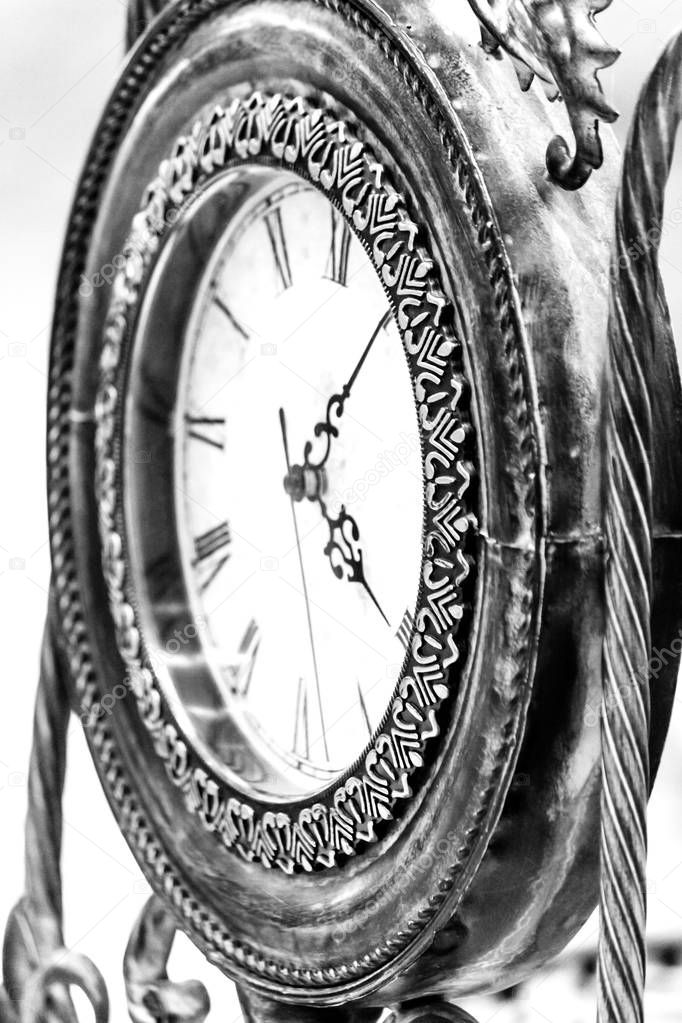 Old clock in black and white