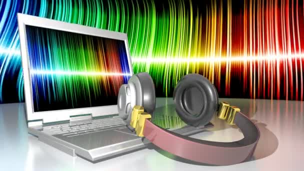 Computador de música e laptop - 3D Rendering — Vídeo de Stock