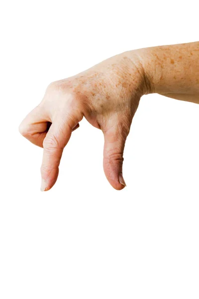 La mano de la mujer recogiendo algo con dos dedos — Foto de Stock