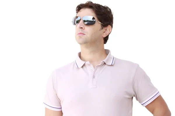 Portrait of a young man wearing mirror sunglasses — Stock Photo, Image