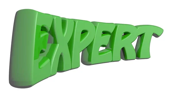 Experte geschrieben mit grünen 3D-Buchstaben - 3D-Rendering — Stockfoto