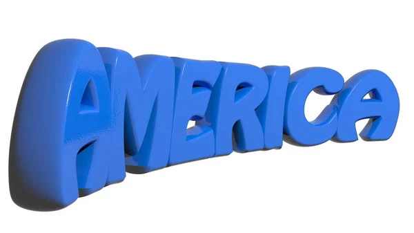 "AMERICA" written with blue 3D letters on white background - 3D rendering — Stock Photo, Image
