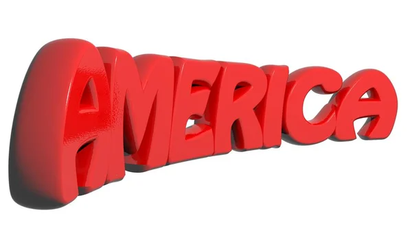 "America "skriven med röda 3D-bokstäver på vit bakgrund-3D rendering — Stockfoto