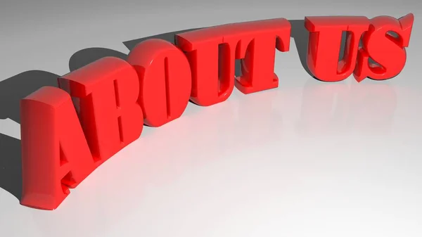 "Om oss "skrivet med röda 3D-bokstäver på vit bakgrund — Stockfoto