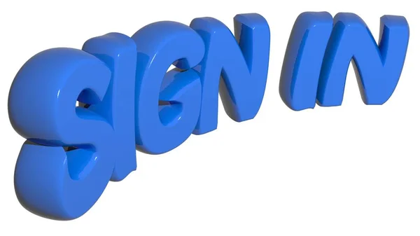 "ISCRIVITI "scritto con lettere 3D blu su sfondo bianco - rendering 3D — Foto Stock