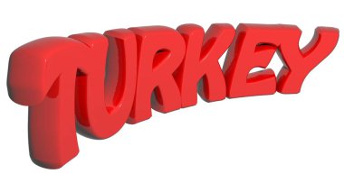 Türkiye'de 3d kırmızı harflerle - 3d render