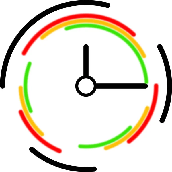 Icône de l'horloge avec des cercles colorés — Image vectorielle