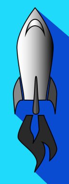 Simgesi mavi gökyüzünde uçan bir roket