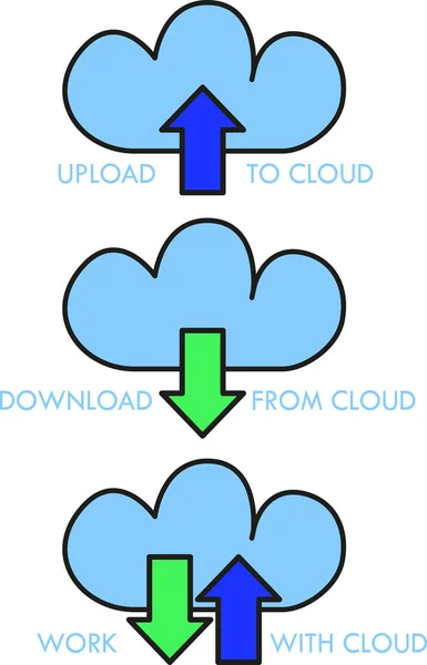 Cloud data uploading and downloading icons