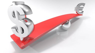 DVD'nin dengeli bir uçak, Euro ve dolar sembolleri