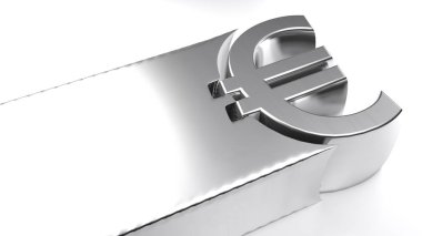 Euro simgesi 3d krom - 3d render