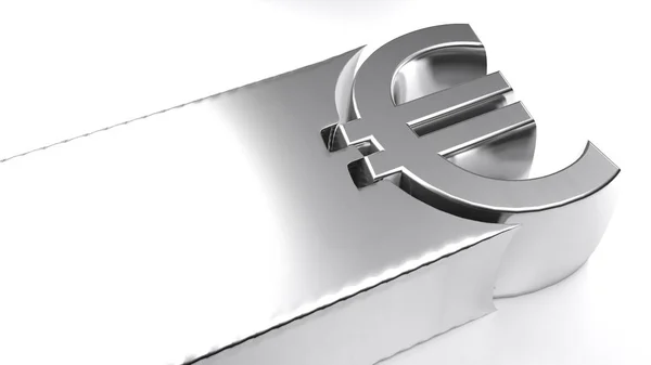 Euro símbolo 3D cromado - 3D renderizado — Foto de Stock