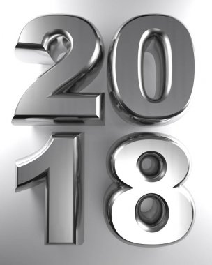 2018 yılında metalik krom 3d mektuplar - 3d render