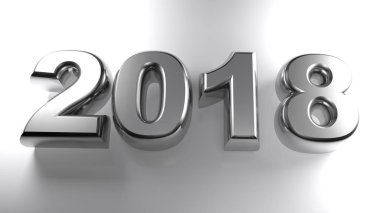 2018 yılında metalik krom 3d mektuplar - 3d render