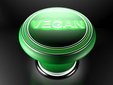 Vegan yeşil basma düğmesi - 3d render