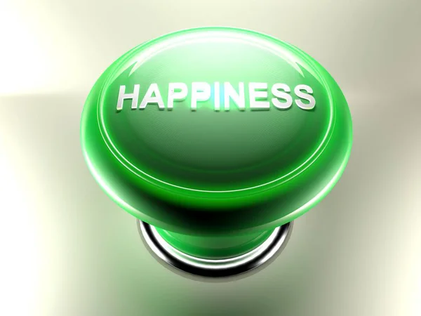 쓰기 "행복"-3d 렌더링으로 그린 푸시버튼 — 스톡 사진