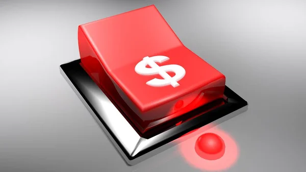Roter Schalter mit Dollarzeichen - 3D-Darstellung — Stockfoto