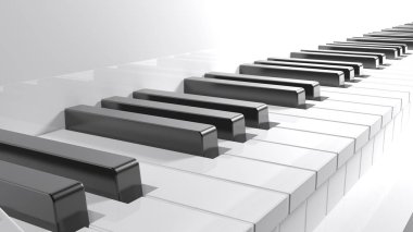 Klavye beyaz piyano - 3d render