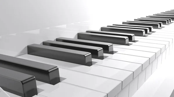 3 d レンダリングの白いピアノのキーボード — ストック写真