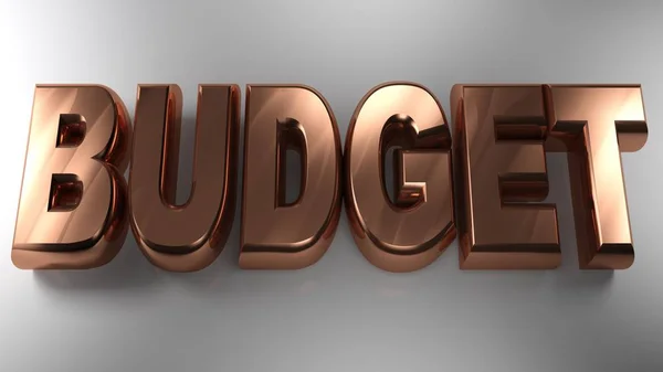 Budget in Kupfer 3d Buchstaben geschrieben - 3d Rendering — Stockfoto